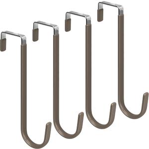 FYY Over The Door Hooks, 4 Pack Upgraded Long Door Hangers Hooks with Rubber Prevent Scratches Heavy Duty Organizer Hooks for Hanging Clothes, Towels, Hats, Coats, Bags Brown (A Brown)