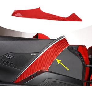 Car Main Driver's Inner Door Panel Trim Sticker,Fit for Chevrolet Corvette C7 2014-2019 Real Soft Carbon Fiber Auto Decoration Accessories (Red Carbon Fiber)