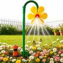 Yellow Push-to-Fit Drip Irrigation Emitters,Water Sprinkler, 360 Rotating Crazy Daisy Dancing Flower Water Sprinklers for Lawn Garden Flower Bed Watering, Sprinkler for Dogs Yard