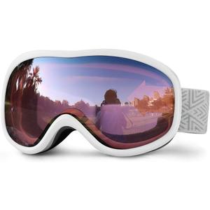 SPOSUNE Ski Goggles Over Glasses with Dual lens, Anti-fog Anti-UV Snow Goggle for Men Women Youth Skiing Snowmobile (White Frame + Magenta Lens Vlt 35%)