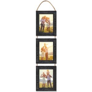 5x7 Wall Hanging Picture Frames Collage with 3 Opening Frames Black