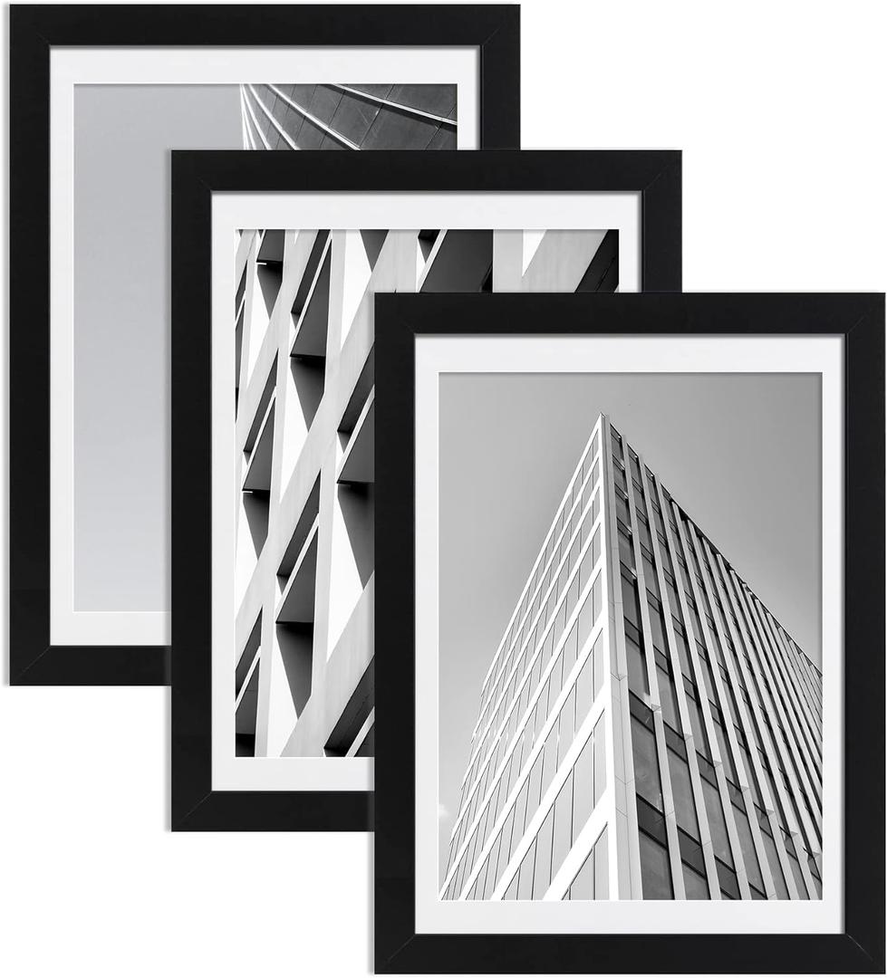 ELSKER&HOME 24x36 Poster Frame Black 3 Pack, Display 20x30 Pictures with Mat or 24x36 Poster without Mat, Horizontal and Vertical Wall Mounting (24 x 36, Black with White Mat)