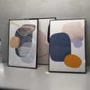 MPLONG Wall Art 3 Pieces Of Framed Decorative Paintings Abstract Simple Orange White Blue And Other Color Blocks Wall Art Canvas Prints Wall Decor Gifts Size 16" x 24" x 3 Panels