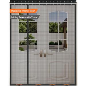Sliding Magnetic Screen Door with Track Closure, Thicker 265g/ Reinforced Mesh, Retractable Privacy Curtain, Door Screen Magnetic Closure for Sliding & French Doors (Black, 34 * 82IN)