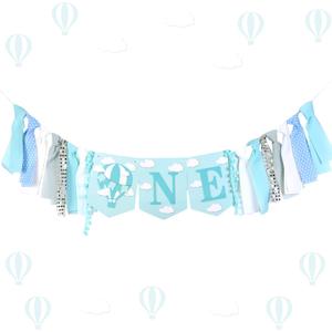 Hot Air Balloon First Birthday Decorations, Time Flies 1st Birthday Decorations High chair Banner for One Year Old Boy Birthday Decorations