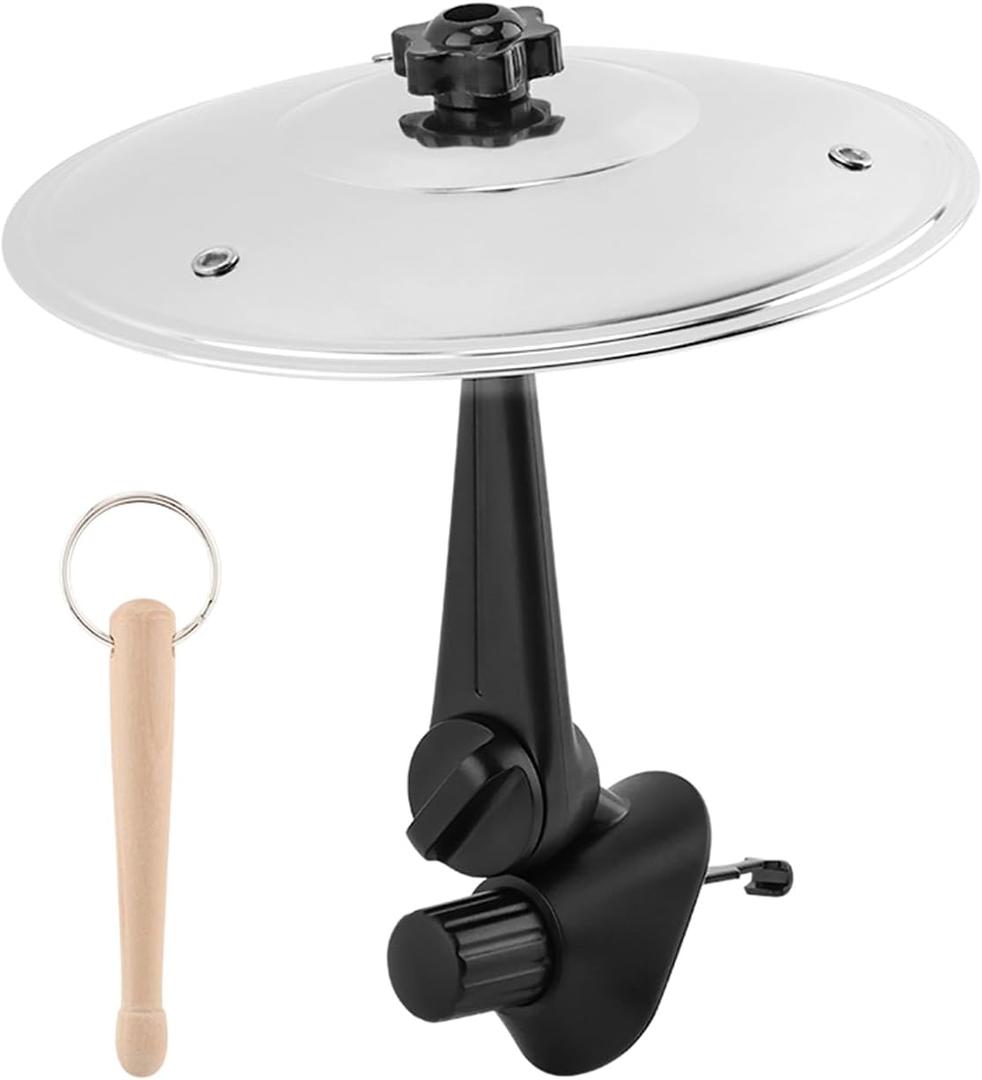 Car Cymbal Air Vent with Wooden Drum Stick Keyring, Mini Drum Crash Cymbal for Car Vent, Suitable for All Types of Vehicles, Funny Musical Cars Accessory for Drummer Music, Silver