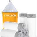 TECHSHARE Biodegradable 100 Count 6 Gallon Trash Bags, Compostable, Non-Toxic, Odorless, Leakproof, Strong and Durable, Suitable for Kitchen, Bedroom, Living Room, Bathroom, Office (White)