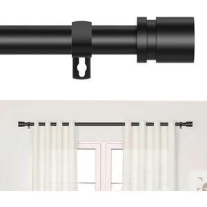 Black Curtain Rods for Windows 28 to 48 Inches, 5/8 Inch Adjustable Heavy Duty Modern Curtain Rod with Adjustable Brackets, Easy Installation with Modern Finials, Adaptable to Various Styles of Rooms