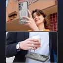 Compatible with Samsung Galaxy S25 Case 360 Invisible Ring Stand Magnetic Case [Compatible with Magsafe][Military Drop Protection] Anti-Fingerprint Shockproof Translucent Design for S25Gray