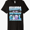 Grandpa Matching Birthday Girl Winter Snowflake Family Premium T-Shirt Size L