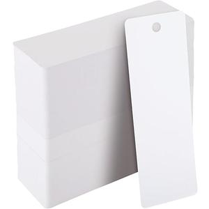 300 Pack Bulk Blank Bookmarks to Decorate, White Plain Cardstock Page Markers with Hole for Gift Tags, Price Hanging Labels, DIY Art and Craft Projects (6 x 2 Inch)