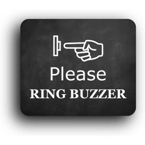 Black Self-Adhesive "Please Ring Buzzer" Sign - 4.72" x 3.94" - UV Printed for Outdoor Use