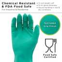 SHOWA 727 Chemical Resistant Gloves, 15-mil Unsupported Nitrile, 13-inch Extended Gauntlet, Bisque Grip, CE Cat III & Food Safe, Latex-Free, Green, X-Small, 12-Pack