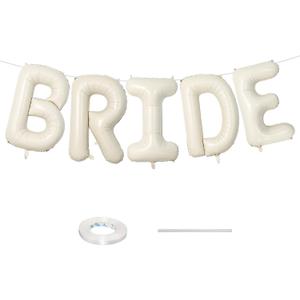 40 Inch Beige BRIDE Balloons Bachelorette for Bridal Shower, Cream White Sand Bride Mylar Foil Banner Letter Sign, Bridal Balloon Banner for Wedding Engagement Bride To Be Party Favors Decorations