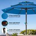 AreShark 9ft 3 Tiers Patio Umbrella with Solar Lights, Outdoor Umbrella w/ 32 LED Lights&8 Sturdy Ribs, Table Umbrella for Deck, Backyard, Pool (Royal Blue)