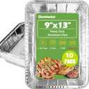 Thickened 10 Pack Heavy Duty Aluminum Foil Pans, 9x13 Disposable Aluminum Tin Foil Pans for Baking Roasting & Chafing, Half Size Steam Table Deep Pans, Extra Cake & Oven Pan