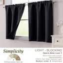 Simplebrand Short Black Cafe Curtains Tier 24 Inch Length 2 Panels Set, Modern Solid Blackout Small Window Kitchen Curtains for Bathroom, Basement, Cabinet, Camper, Black, Each 30" Wx24 L Inches