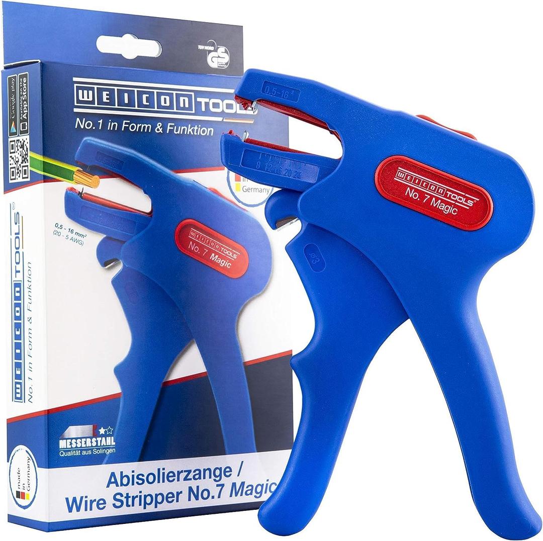 WEICON Wire Stripper No. 7 Magic | for cable stripping and skinning | working range flexible 0,5-16,0 mm | for many cable types | included side cutter | for professionals