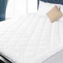 King Mattress Pad Cotton Mattress Pad Cover Quilted Mattress Cover 18-22" Deep Pocket Mattress Protector King Size Thin Down Alternative Filling Noiseless & Breathable