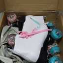 Wiwiy Roller Skates for Women and Men - Adjustable Four Shiny Wheel Skates for Outdoor Indoor Use (White-colorful wheels)