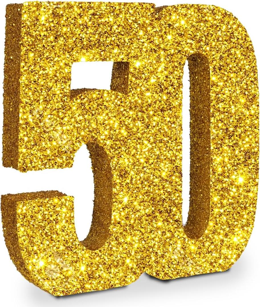 50th Birthday Decorations for Men and Women,50th Anniversary Decorations,Gold Glitter 50th Birthday Centerpieces for Table Decorations,Number 50 Table Topper Decor