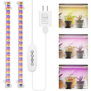 Grow Lights for Indoor Plants Full Spectrum, Grow Light Strips with Auto Timer 3/6/12 H, Plant Lights with Red Blue White LEDs, 3 Lighting Modes,5 Dimmable Levels, 2 Packs,Updated Controller (Mix)