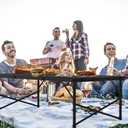 Folding Gril Table, 4x2 FT Camping Table with Mesh Desktop,Height Adjustable Folding Grill Table with Mesh Bag,Portable Outdoor for Picnic,Camping,BBQ, Beach, Black