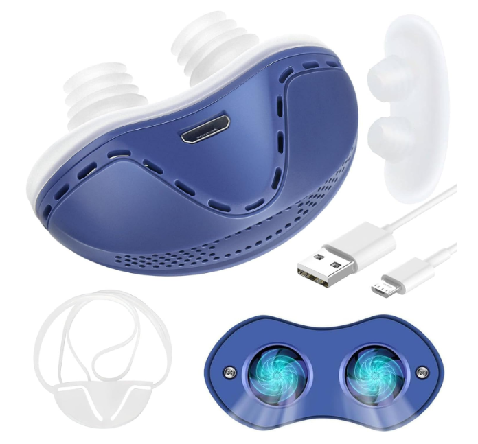 Anti Snore Device,Double Vortex Electric Double Vortex Snoring Solution,Mini Portable Stop Snoring Devices Stopper,Adjustable Wind Speed Snoring Prevention Nasal Dilators,Up to 8 Hours (Blue)