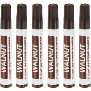 uxcell Furniture Repair Wood Markers, 6 Pcs Walnut Touch Up Filler Sticks, Oil Based Paint Markers for Scratches, Wood Floors, Tables, Cabinet, Carpenters, Cover Ups