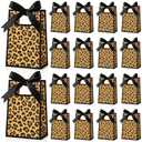 Kolldenn 30 Pcs Leopard Small Gift Bags with Bow 6.3 x 3.9 x 2.8 In Cheetah Thank You Gift Bags Mini Paper Bag with Handles for Wedding Bridal Birthday Baby Shower Bridesmaid Party Favors(Brown Black)