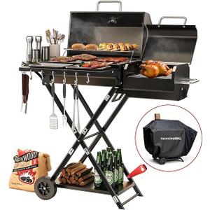 Kendane Charcoal Grill with Side Shelf, 353 Sq.Inch Cooking Area
Large Smoker Barbecue Grill with Warming Rack,Outdoor BBQ Grill with Charcoal Tray for Yard, Camping, Picnic
