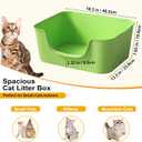 Low Entry Cat Litter Box with High Sides - Open-Top Anti-Splash, Durable Easy-Clean Pan for Kittens, Munchkin Cats, Senior Medium-Sized Cats & Small Pets (Rabbits), 19.3x13.3x7.8 Green