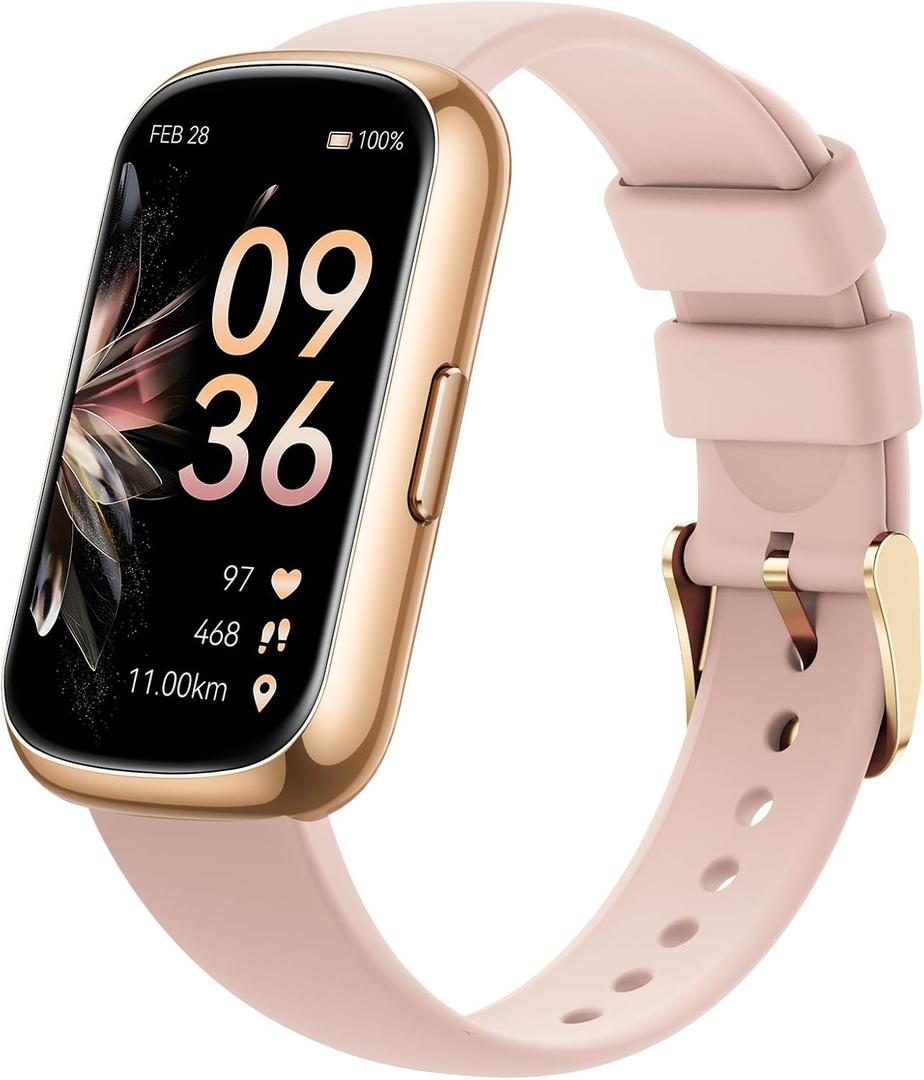 Health Fitness Tracker for Men Women: 24H Heart Rate Monitor Activity Trackers Blood Oxygen Sleep Step Calorie Tracking 5ATM Waterproof Fitness Smart Watches for Woman Compatible with iPhone Android (Gold-Pink)