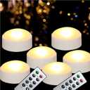 Halloween LED Pumpkin Lights with Remote and Timer, Battery Operated Jack-O-Lantern, Bright Flickering Flameless Candles for Pumpkin Decor, Halloween Party Decorations, White, 6 Pack