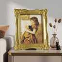 Cuspin 8x10 Vintage Picture Frame, Gold Ornate Decorative Resin Photo Frame with Glass Front, Antique Retro Gold Frames for Tabletop Display or Wall Hanging, Elegant Home Decor