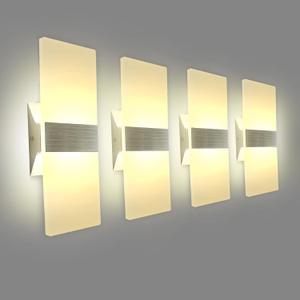 KICAAO Modern Wall Sconces, Led Wall Light 10w, Wall Sconce Up Downlight, Hardwired Acrylic Wall Light Lighting, Suitable for Living Room Corridor Bedside (Warm White 2700K 4 Pack)