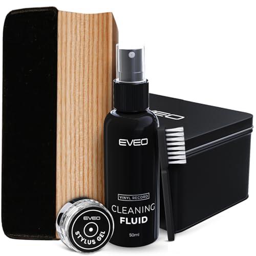 EVEO Vinyl Record Cleaning Kit - 4-in-1 Premium Vinyl Record Cleaner & Vinyl Cleaning Kit with Velvet Brush, Vinyl Cleaner Liquid, Duster & Turntable Stylus Gel