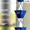 U-nitt Rain Chain Water Collection for Gutters Rainwater Catcher & Diverter, 8.5 FT Chains for Outside Garden, Blue Square Cups, Roof Downspout, Works with Heavy Rain, w/Gutter Clip for Rainchains