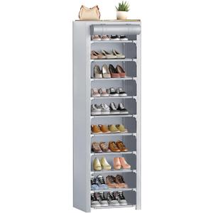 ERONE Shoe Rack with Cover 10 Tier Tall Slim Narrow Shoe Rack Organizer Space-Saving Sturdy Shoe Storage Shelf for Entryway, Closets (Grey)