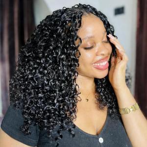 ToyoTress Kinky Curly Crochet Human Hair - 7 Inch 50G Feather-Line Invisible Knotless Crochet Human Hair For Black Women Natural Black Braiding Hair (7 Inch, 1B-50G)