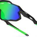 X-TIGER Kids Sunglasses Polarized Youth Baseball Sunglasses for 8-14 Boys Girls UV400 Sports Softball Cycling Glasses (Black Green)