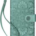 Wallet Case for iPhone 13,[RFID Blocking] 3 Card Holder Stand with Credit Card Slot PU Leather Magnetic Protective Flip Cover for iPhone 13(Green)