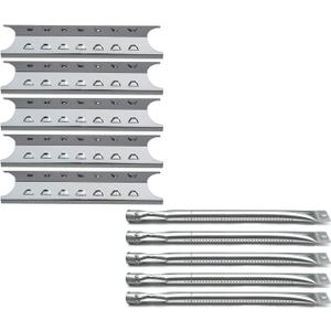 Direct Store Parts Kit DG194 Replacement for Master Forge 5 Burner Gas Grill L3218, 3218LTN Grill Burner, Heat Plate (SS Burner + SS Heat Plate)