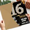 2 x Jumbo 16th Birthday Card for Women Men, Happy 16th Birthday Party Decorations for Her Him, Black Gold 16 Year Old Birthday Gifts for Son Daughter, Double-Sided with Two Stickers