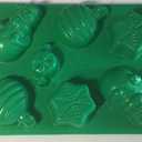 Unknown Happy Holiday Jigglers Jello Mold, 7-Piece Set (Green Plastic, 2 Snowmen, 2 Ball Ornaments, Peppermint Candy, 2 Snowflakes), 4 Pack