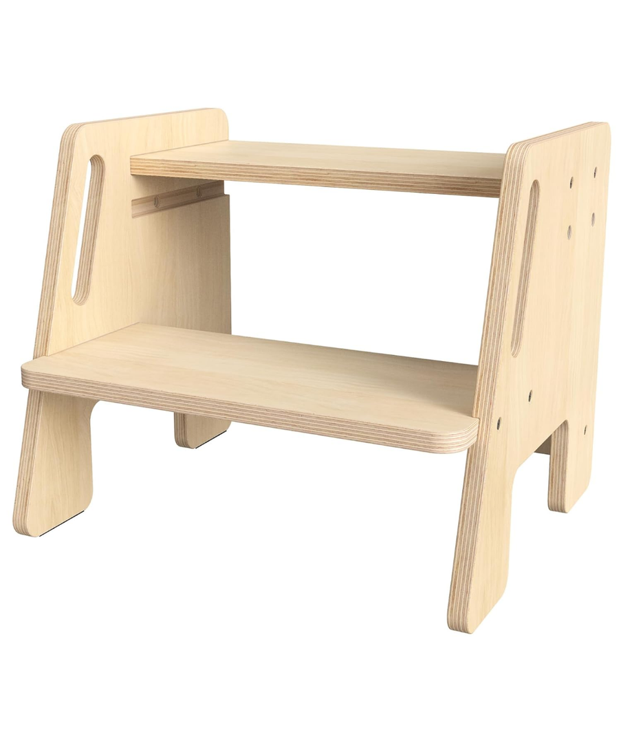 Toddler 2 Step Wooden Stool – Sturdy Step Ladder for Bathroom, Kitchen & Home Use, Non-Slip Base, Lightweight, Stylish Wood Grain Finish, Ideal for Kids to Reach High Shelves & Sink