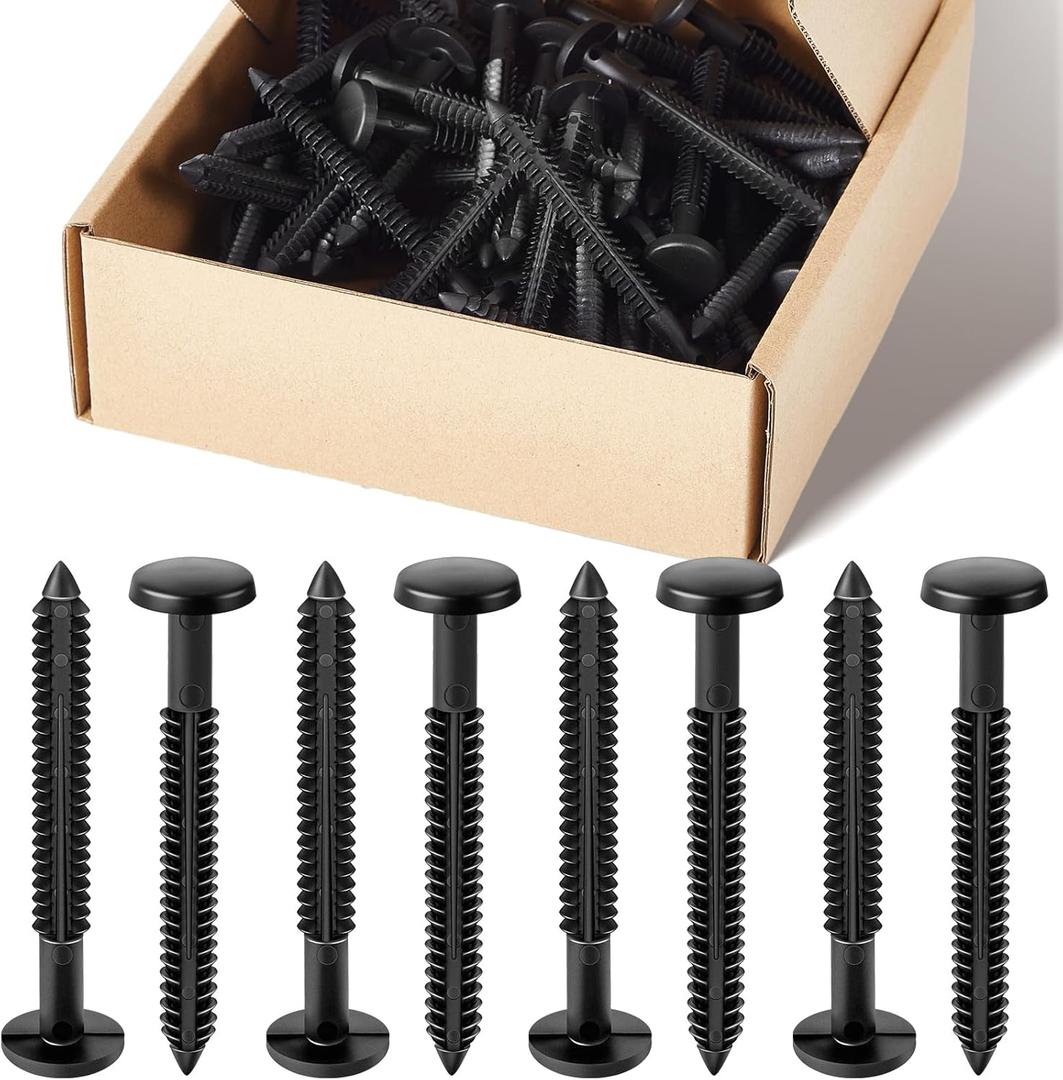Blulu 60 Pcs 3 Inch Vinyl Shutter Fastener Window Panel Peg Lok Pin Pegs Screws Shutter Spikes Anchor (Black)