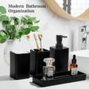YMXYJM Bathroom Accessories Set, 4 Pcs Bathroom Accessory Set, Soap Dispenser, Toothbrush Holder, Qtip Holder Set, Bathroom Sets Complete, Bathroom Sink Set for Modern Home,Matte Black