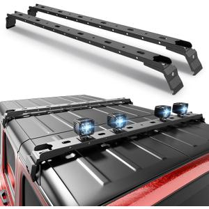 300 LBS Roof Rack Cross Bars with 4 Pcs LED Lights Bar Compatible for 2007-2025 Jeep Wrangler JK JKU JL JLU Unlimited & Gladiator JT & 84-01 Cherokee XJ Hardtop, Roof Rail Crossbars Rooftop