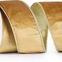 Gold Velvet Ribbon - 2.5" x 10 Yards, Christmas Wired Ribbon for Gift Wrapping, Tree Decorations, Wreaths, Bows, Crafts, Home Decor